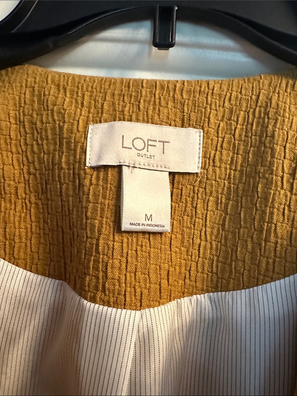 LOFT Mustard Textured Open-Front Bell Sleeve Jacket - Picture 2 of 3